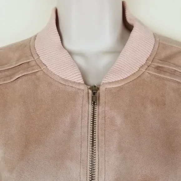 Tan Suede Like Zip Up Jacket. Size M - Picture 4 of 5